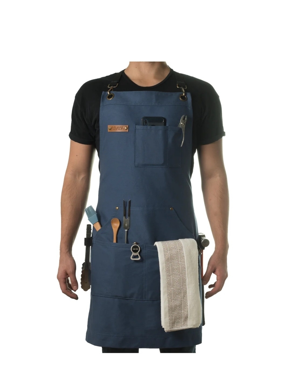 Professional Blue Chef Apron with Multi-Tool Pockets NWT